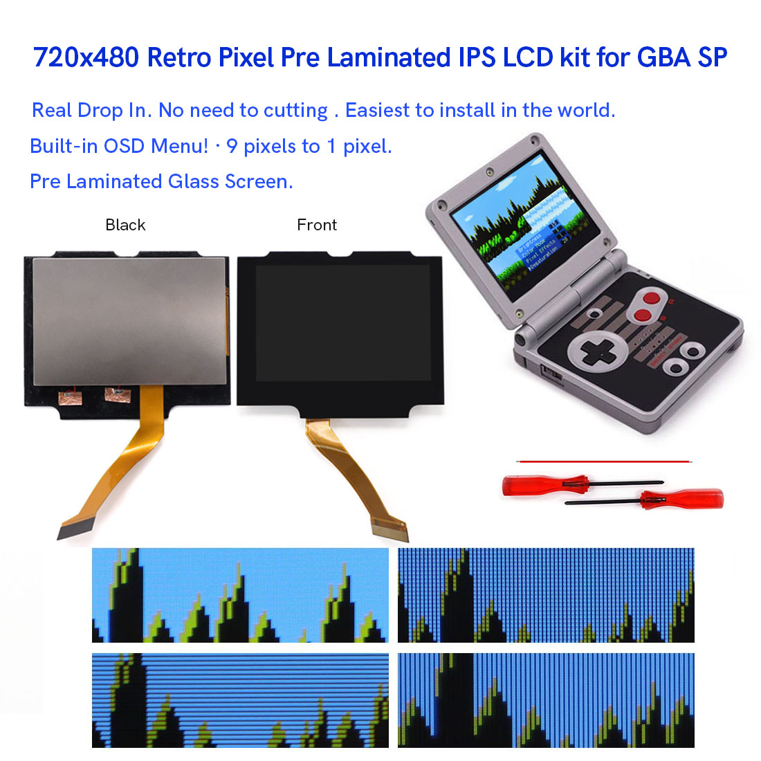 HD 3.0 inch For GBA SP V5  Lam - مراجعة Lcd Screen Arcade وسعره