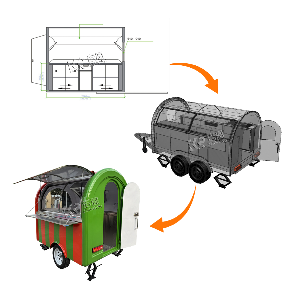 food truck trailer mobile kitc - مراجعة Hot Dog Vending Cart وسعره