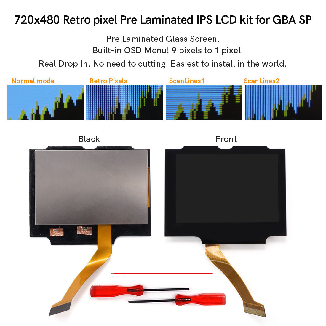 For  GBA SP V5  720x480 Retro  - مراجعة Lcd Screen Arcade وسعره